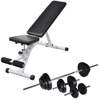 vidaXL Panca da Palestra con Bilanciere e Set di Manubri 30,5 kg - Vidaxl