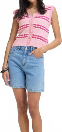 b.young Striped Slipover Top In Parfait Pink