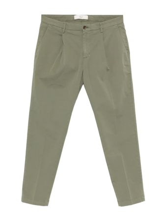 BRIGLIA 1949 Tiberio pleated-front chinos - men - Elastane/Cotton/Cotton - 50 - Green