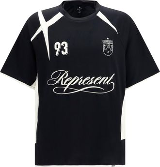 Represent Mens T-Shirt Star Football Jet Black Polyester T-Shirts And Polos