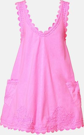 Juliet Dunn Embroidered cotton poplin minidress