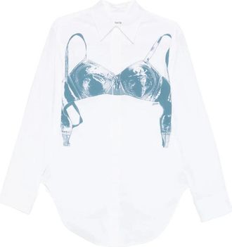 Jean Paul Gaultier Print Shirt - Dames - Overhemden - Wit - S - Katoen - Overhemden