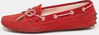 Tod's Tods Red Suede Gommino Slip On Loafers