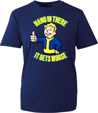 Generic Hang in There T-Shirt, Funny Sarcastic Thumbs Up It Get Worse Life Joke Shirt, Gift Unisex Tee Top (Navy, 2XL Years)
