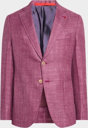 Isaia Mens Textured Wool-Blend Blazer
