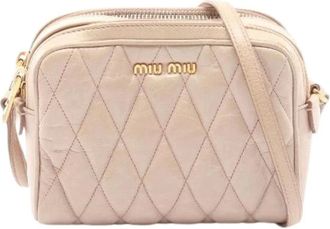 Miu Miu Pre-owned Cross Body Bags, female, Beige, Size: ONE SIZE Pre-owned Matelasse Leather Shoulder Bag