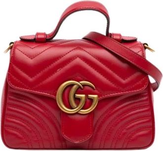 Gucci Pre-owned Quilted Satchel - Dames - Vintage Handtas - Rood - ONE Size - Leer - Vintage