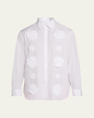 Simone Rocha Mens Frill Flower Applique Button-Down Shirt