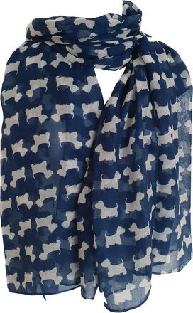 GlamLondon Scottie Dog Scarf Westie Dogs Breed West Highland Scottish Terrier Ladies Womens Wrap Shawl Sarong (Blue Navy)(Size: L)