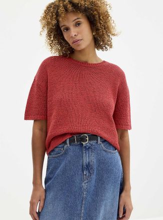 Contemporaine Womens Ribbon-knit loose sweater