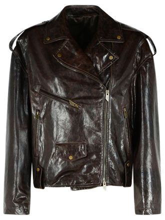 Salvatore Santoro Brown Leather Bomber Jacket