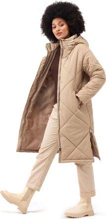 Regatta Womens Cambrie Quilted Warm Winter Long Jacket - Barleycorn - 20