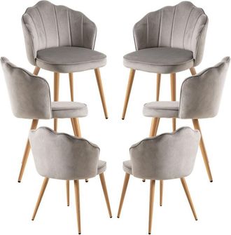 Regalos Miguel Regalos Miguel - Packs Sillas Comedor - Pack 6 Sillas Blume Terciopelo - Gris Claro