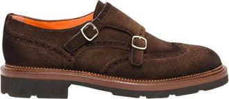 Santoni Brown Double-Buckle Dress Shoes