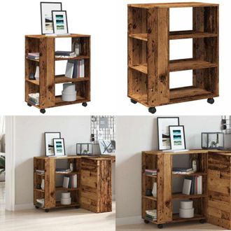 vidaXL Mobiletto con Ruote Legno Antico 60x35x75 cm Legno Multistrato - Mobile con ruote - Armadietto in legno