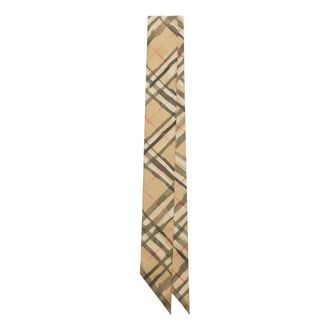 Burberry (WMNS) Burberry 26 Skinny Watercolour Check Silk Scarf Sand Beige 81199601