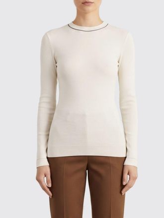 Brunello Cucinelli T-shirt a maniche lunghe in cotone con ricamo monile