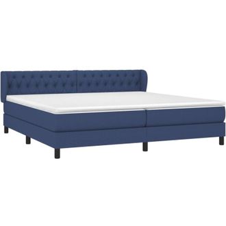 vidaXL Vidaxl - Cama Box Spring Con Colch&oacute;n Tela Azul 200x200 Cm