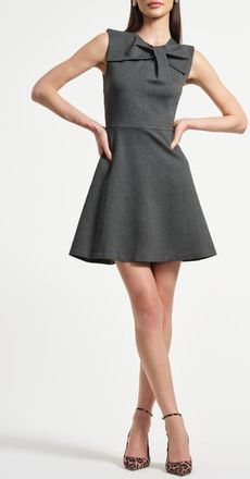 Isaac Mizrahi New York Sleeveless Bow Ponte Minidress in Charcoal Grey at Nordstrom, Size X-Large