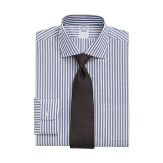 Brooks Brothers Stretch Supima Katoen Non-Iron Royal Oxford Engelse Spread Collar Gestreept Dresshemd - Heren - Overhemden - Blauw - Maat: XL Katoen