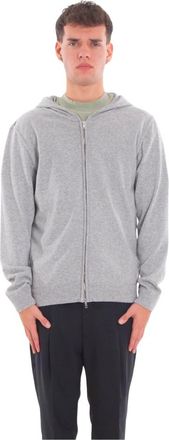 Daniele Fiesoli Merino Cashmere Zipped Hoodie - Heren - Cashmere truien - Grijs - 2XL - Truien & Vesten