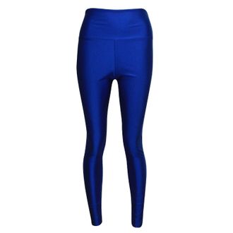 Generic New Ladies Womens Shiny American Disco High Waisted PVC Wet Look Pants Leggings Trousers : Color - Royal Blue : Size - S/M