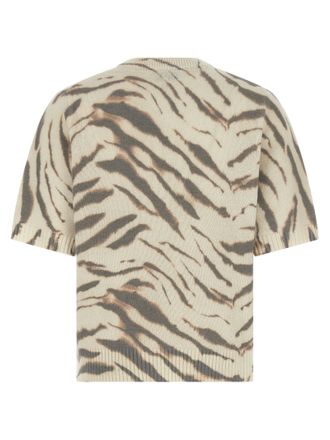 Ganni Zebra-Print Intarsia Sweater - Cream