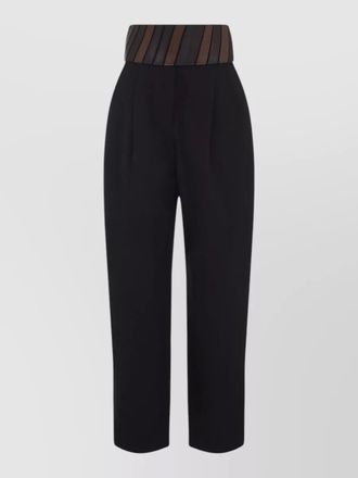 Alaia high waist pleated trousers contrasting wide waistband