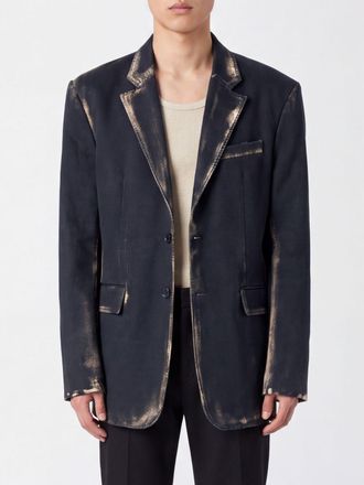 Camper Single-Breasted Distressed Denim Blazer with lapels and a back vent