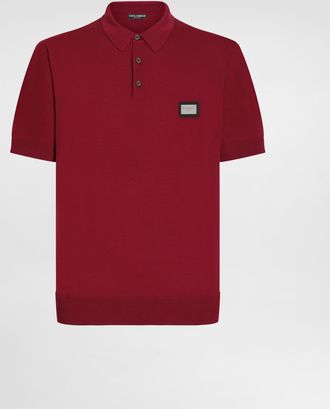 Dolce & Gabbana Wool Polo-shirt With Branded Tag - Man Sweaters And Cardigans Burgundy Wool 46
