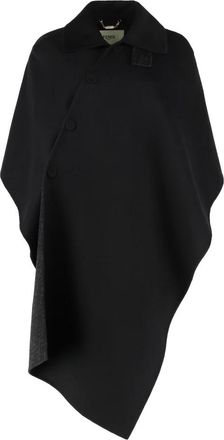 Fendi Wollen cape met kikker sluiting - Dames - Ponchos - Zwart - S - Wol - Jassen