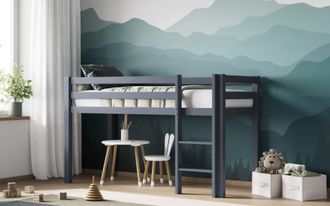 Flair Elara Wooden Shorty Mid Sleeper Bed in Grey | Size: Junior
