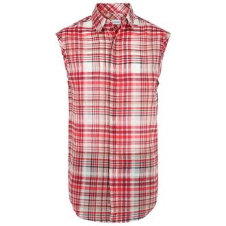 Ferragamo Check Print Sleeveless Shirt, Size Medium