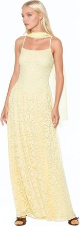 Alexia Admor Marin Draped Bodice Dropped Waist Gown in Butter Yellow at Nordstrom, Size X-Large