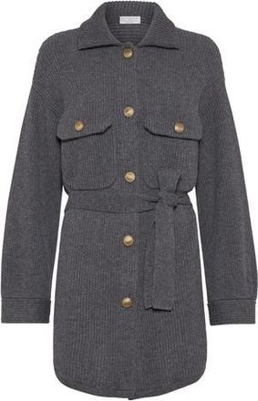 Brunello Cucinelli English rib knit cardigan in Lead at Nordstrom, Size Xx-Small Eu