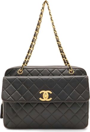 Chanel Matelasse Black Leather Shoulder Bag Tote Bag (Pre-Owned)