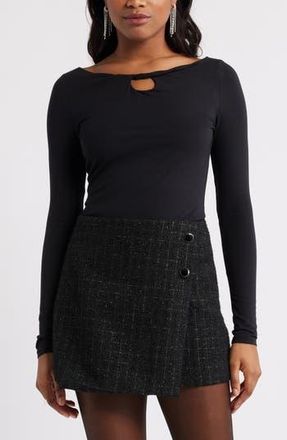 Open Edit Twist Neck Cutout Top in Black at Nordstrom Rack, Size X-Small