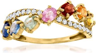 Ross-Simons Multicolored Sapphire and. Diamond Crisscross Ring in 14kt Yellow Gold
