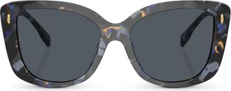 Tory Burch logo-plaque oversize-frame sunglasses - women - Acetate - 54 - Blue