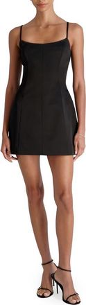 French Connection York Satin Fit & Flare Minidress in Black at Nordstrom, Size 12