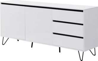 Vente-Unique Aparador con 2 puertas y 3 cajones de MDF y acero - Blanco y negro - ABUJA de Pascal Morabito