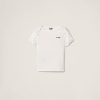 Miu Miu Petit Bateau X Miu Miu Stretch Jersey Slim T-shirt, Woman, White, Size XXL