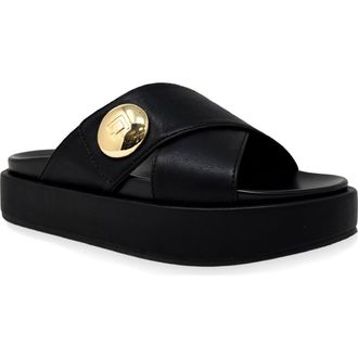 Shushop Katie Platform Slide Sandal in Black at Nordstrom, Size 7.5