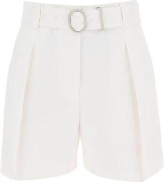 Jil Sander Katoenen Bermuda Shorts met Afneembare Riem - Dames - Bermuda - Wit - XS - Katoen - Korte Broeken