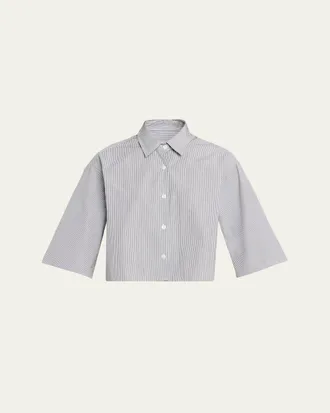 Maria McManus Cropped Short-Sleeve Button-Down Shirt