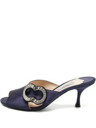 Prada crystal-embellished sandals - Blue
