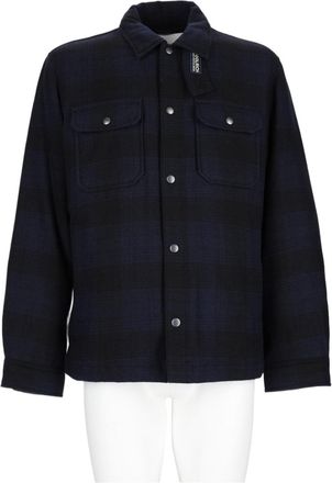 Woolrich Blue Dark Plaid Wool-Blend Shirt Jacket