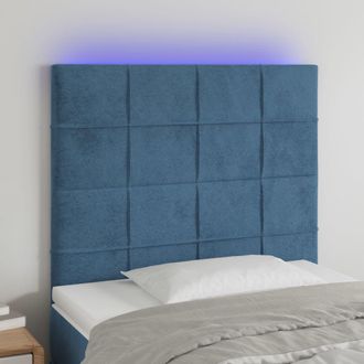 vidaXL Cabecero Con Luces Led Terciopelo Azul Oscuro 80x5x118/128 Cm Vidaxl