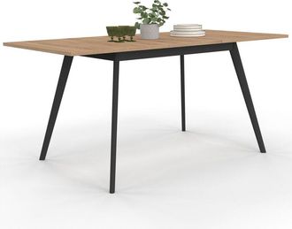 IDMarket Tavolo scandinavo allungabile inga 120-160 cm con piano in legno e gambe nere