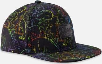 Deux par Deux Flat Brim Dinosaur Print Cap in Black Dinosaur Print at Nordstrom, Size 12-24 M